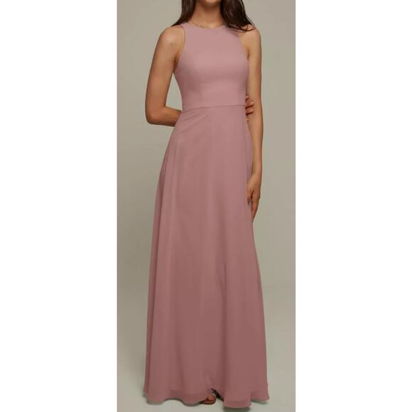 AW BRIDAL 8 M Dusty Rose pink chiffon Alberta formal party maxi dress NEW B102 - Picture 2 of 8